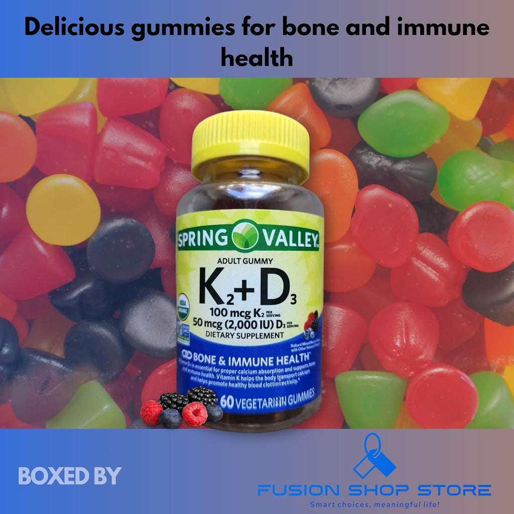 Vitamina D3 y K2 Gominolas 2000 UI + 100 mcg - 60 Gominolas Vegetarianas