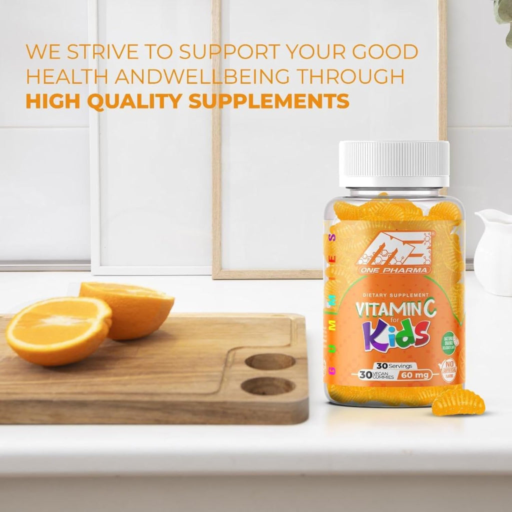 MB One Pharma – Gominolas de Vitamina C para Niños (30 Días) – Sabor Naranja Natural, Vegetarianas, Sin Gluten