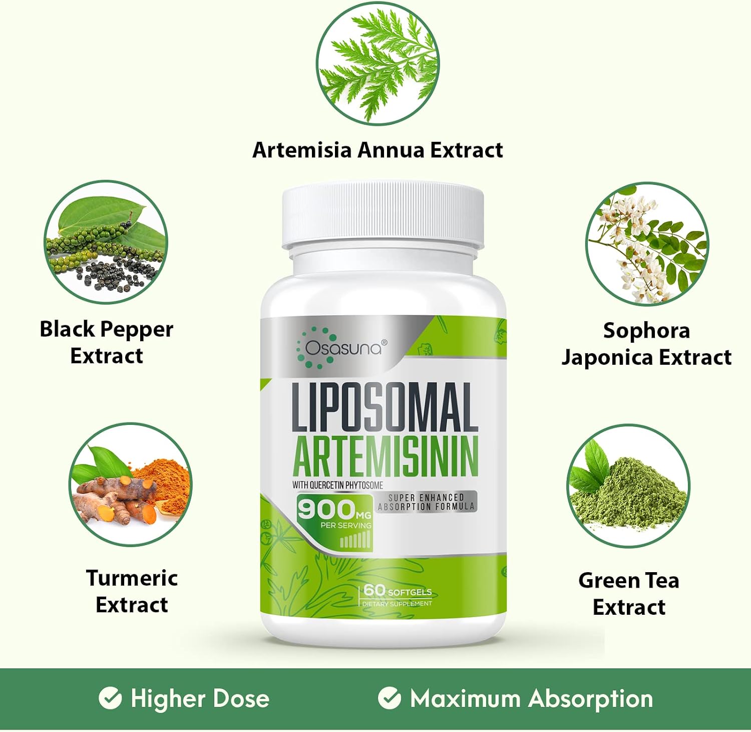 Artemisina Liposomal 900 mg con Quercetina Fitosoma 200 mg, 60 Cápsulas Blandas - Suministro para 2 Meses