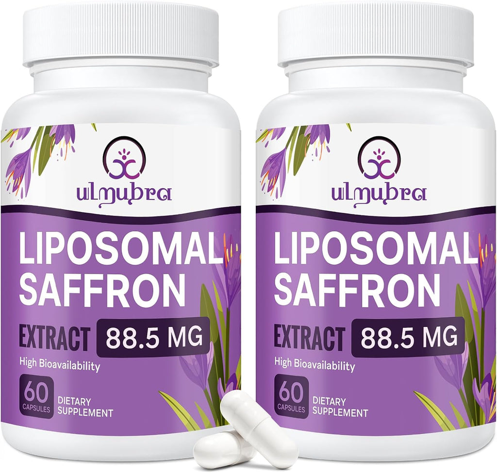 Ulmubra Suplemento de Azafrán Liposomal 88,5 mg – Máxima Absorción, 120 Cápsulas Veganas