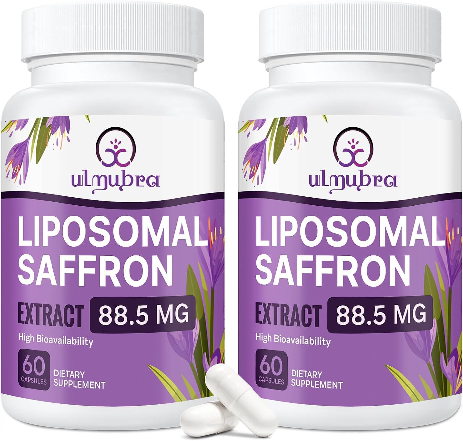 Ulmubra Suplemento de Azafrán Liposomal 88,5 mg – Máxima Absorción, 120 Cápsulas Veganas