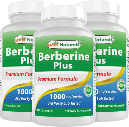 Best Naturals Berberine Plus 1000 mg por – 1000 mg de berberina HCL por ración – Fórmula concentrada en cada dosis. – Image 1