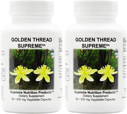 Supreme Nutrition Golden Thread Supreme, 60 Pure Coptis Chinensis Vegetarian Capsules (Pack of 2) – Image 1