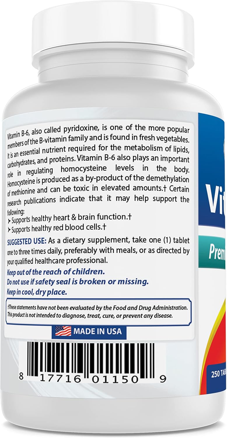 Best Naturals Vitamina B6 25mg 250 Comprimidos (Pack de 2)