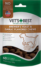 Vet's Best Snacks Masticables con Levadura de Cerveza y Ajo, Omega 3 para Perros, 60 unidades