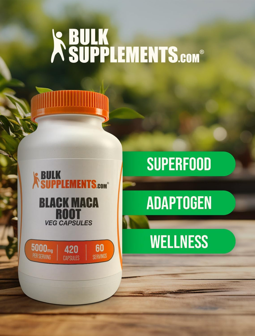 BulkSupplements.com Cápsulas de Raíz de Maca Negra - 5000mg, 420 Cápsulas