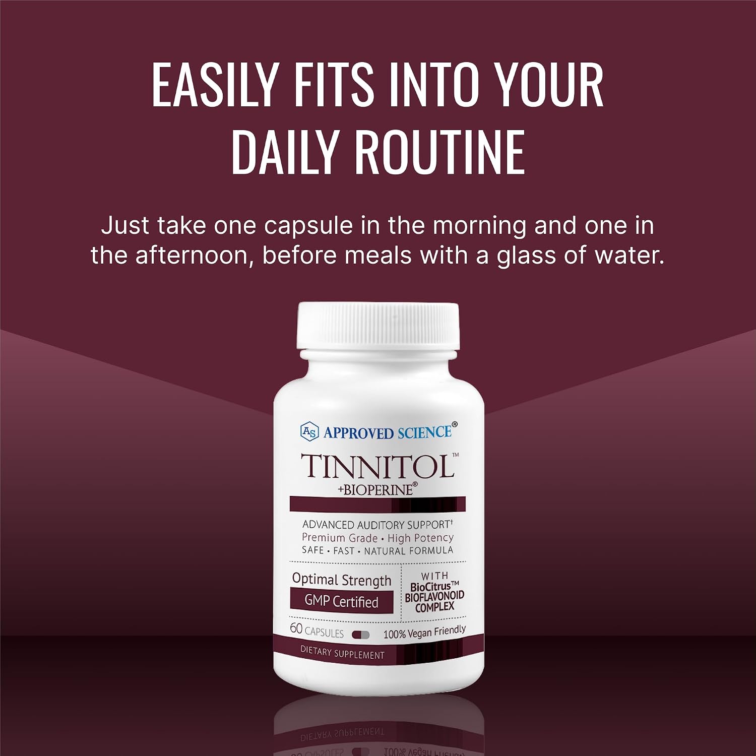 Approved Science Tinnitol – Suplemento de Bioflavonoides para la Salud Auditiva, 60 Cápsulas