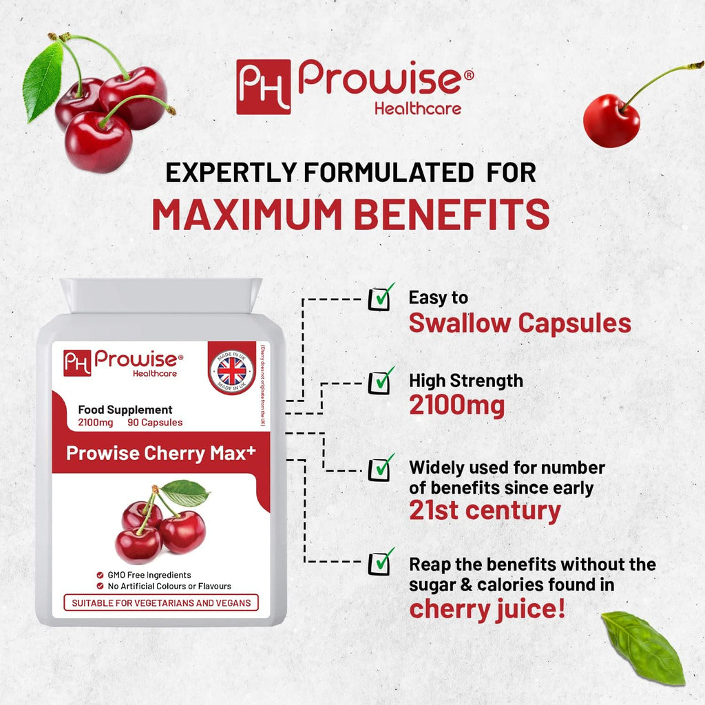 Prowise Healthcare Cherry Max+ 2100 mg – 90 cápsulas veganas de alta potencia