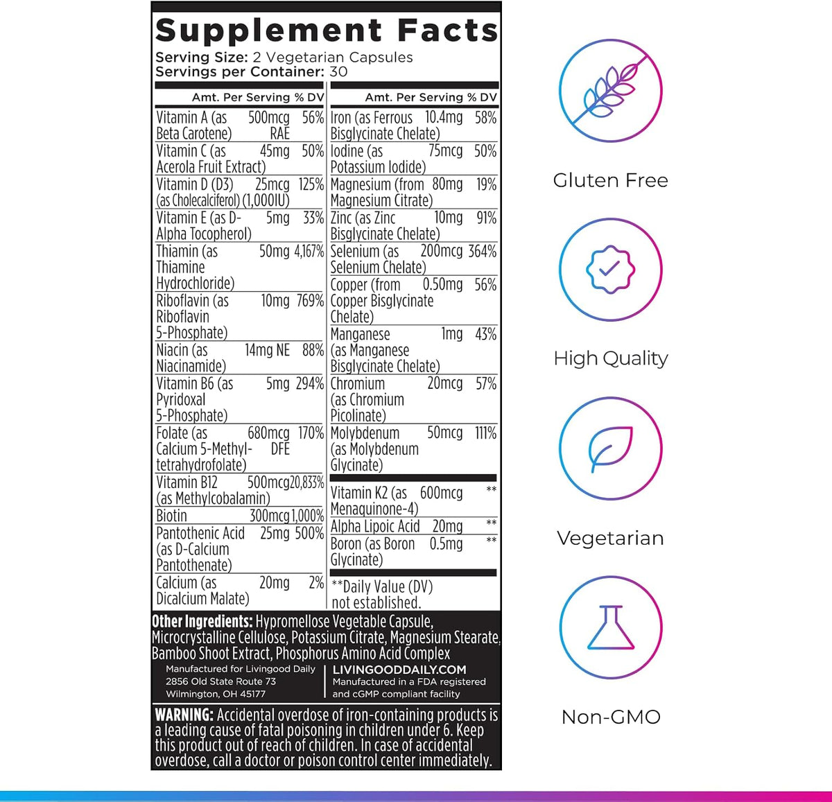 Livingood Daily Multivitamínico Metilado – Ácido alfa lipoico: Un potente antioxidante que puede ayudar a – Image 6