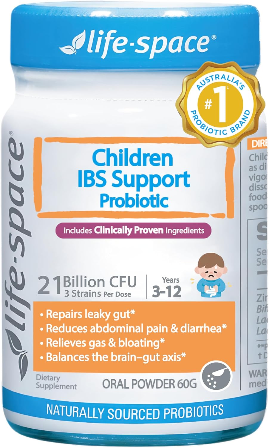 Life-Space Probiótico en Polvo para Bebés de 0 a 36 meses, 60g, 7.5 mil millones de UFC, Cepas Múltiples, Sin Refrigeración