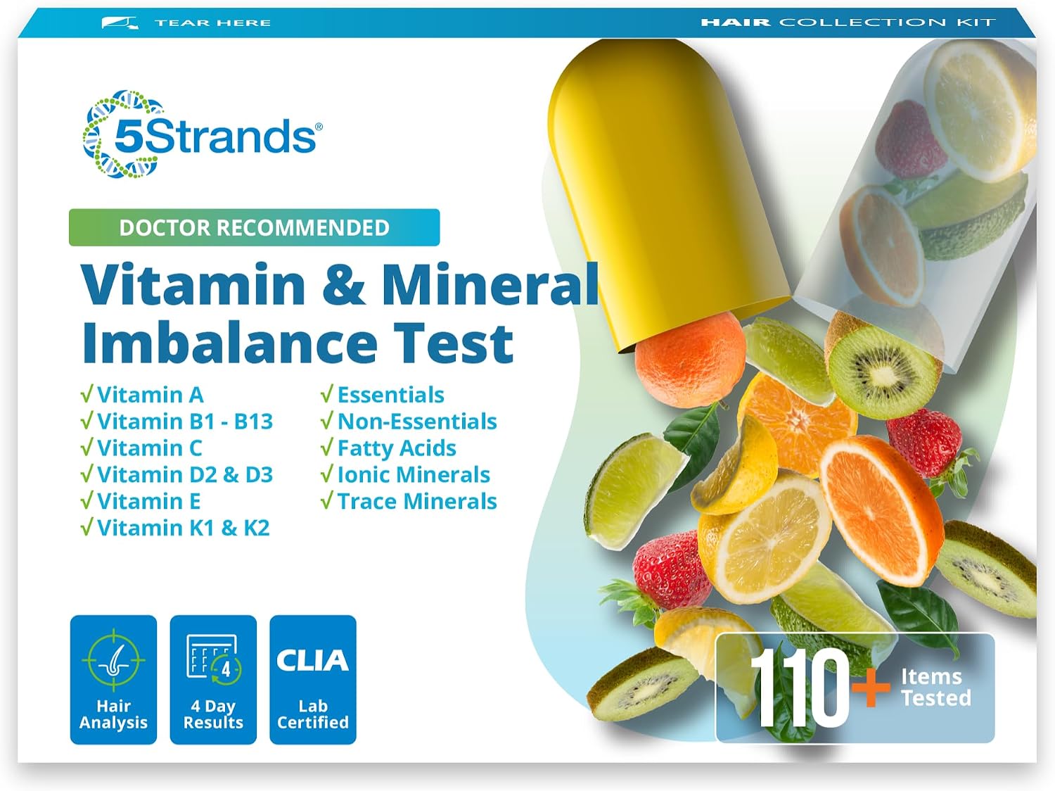 5Strands Test de Nutrición – Análisis de 112 Vitaminas, Minerales y Aminoácidos en Casa
