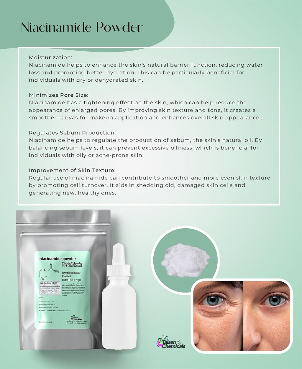 Polvo de Niacinamida Pura para el Cuidado de la Piel (Vitamina B3) 56g – Grado Cosmético