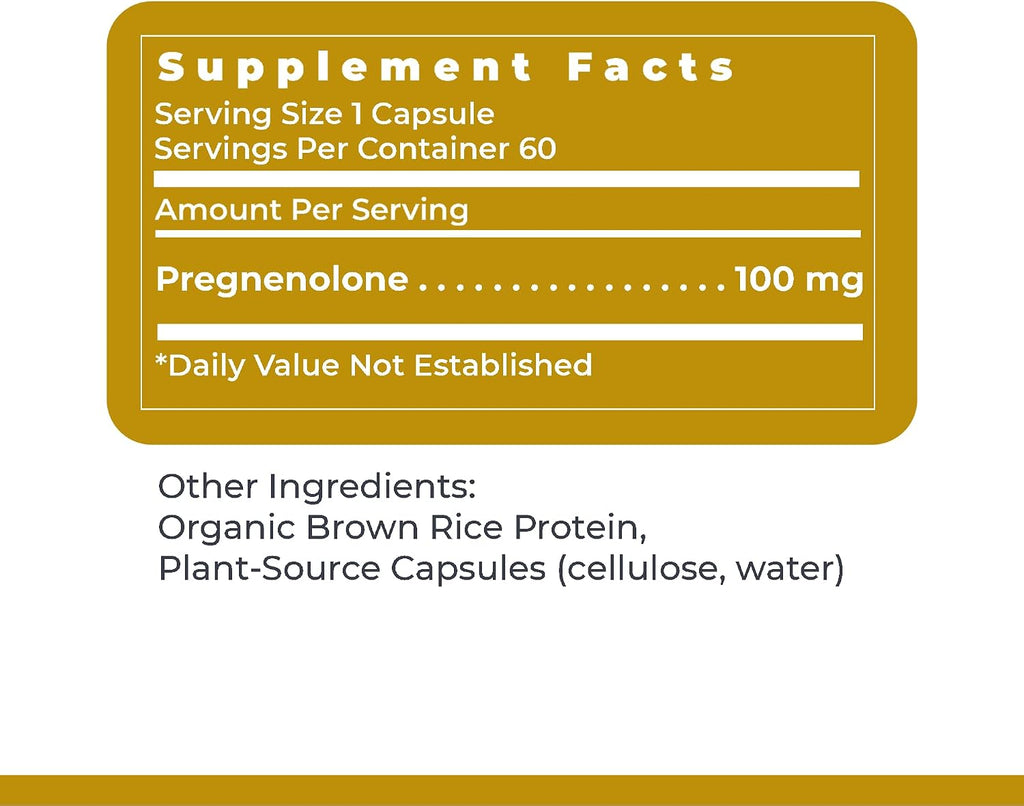 Premier Research Labs Premier Pregnenolone - Pregnenolona de 100 mg para apoyo hormonal, precursor de progesterona, testosterona, estrógeno, suplemento de pregnenolona para mujeres y hombres - 60 cápsulas vegetarianas