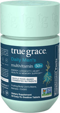 True Grace Multivitamínico Diario para Hombres 50+ – 60 Comprimidos – Apoyo Inmunológico, Energía, Longevidad y Memoria – Sin Gluten, Sin Soja, Vegano
