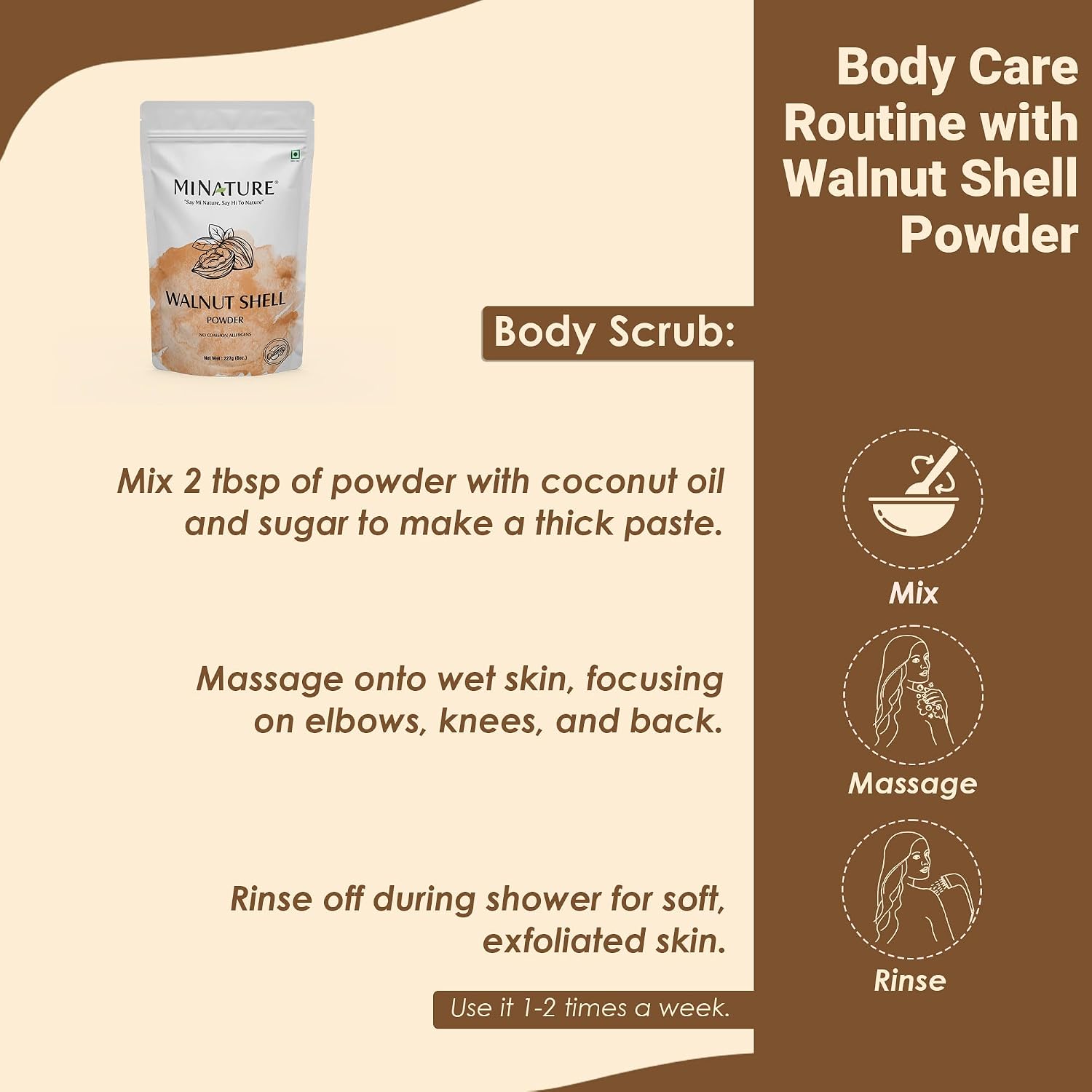 Polvo de Cáscara de Nuez Natural - Exfoliante Casero 227g