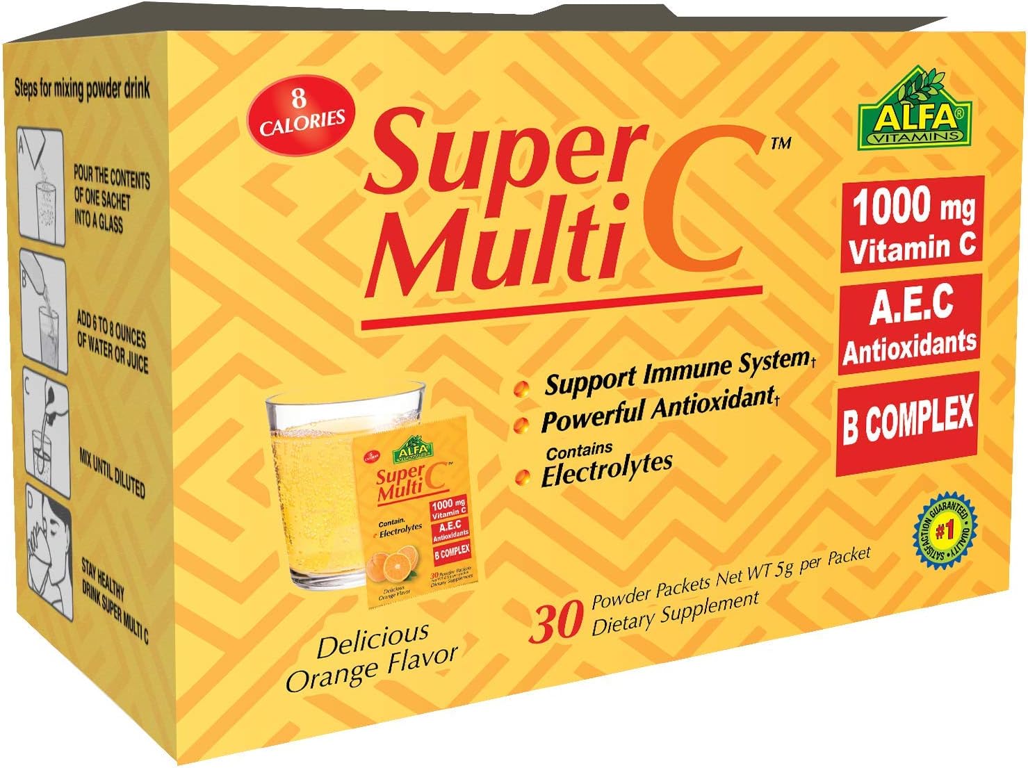 Super Multi C - Vitamina C en Polvo con Multivitaminas, Minerales y Antioxidantes - 30 Sobres