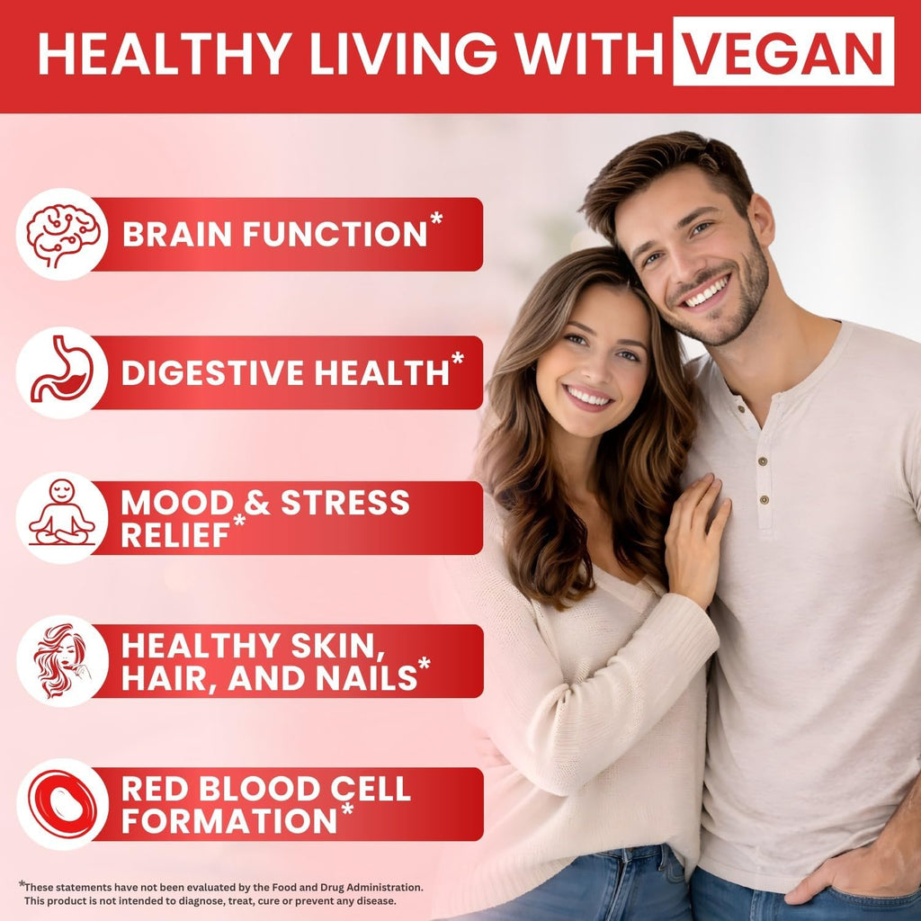 Vitamina B12 con Complejo B 20 mg - Gotas Líquidas Sabor Frambuesa - Vegano, Sublingual - Metilcobalamina - 4 Meses de Suministro