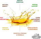 Country Farms Multivitamínico Líquido, Vitaminas y Minerales para Apoyo Inmunitario y Energía, Mezcla de Hierbas, Vegano, Sin Gluten, Sabor Fruta Tropical, 946 ml