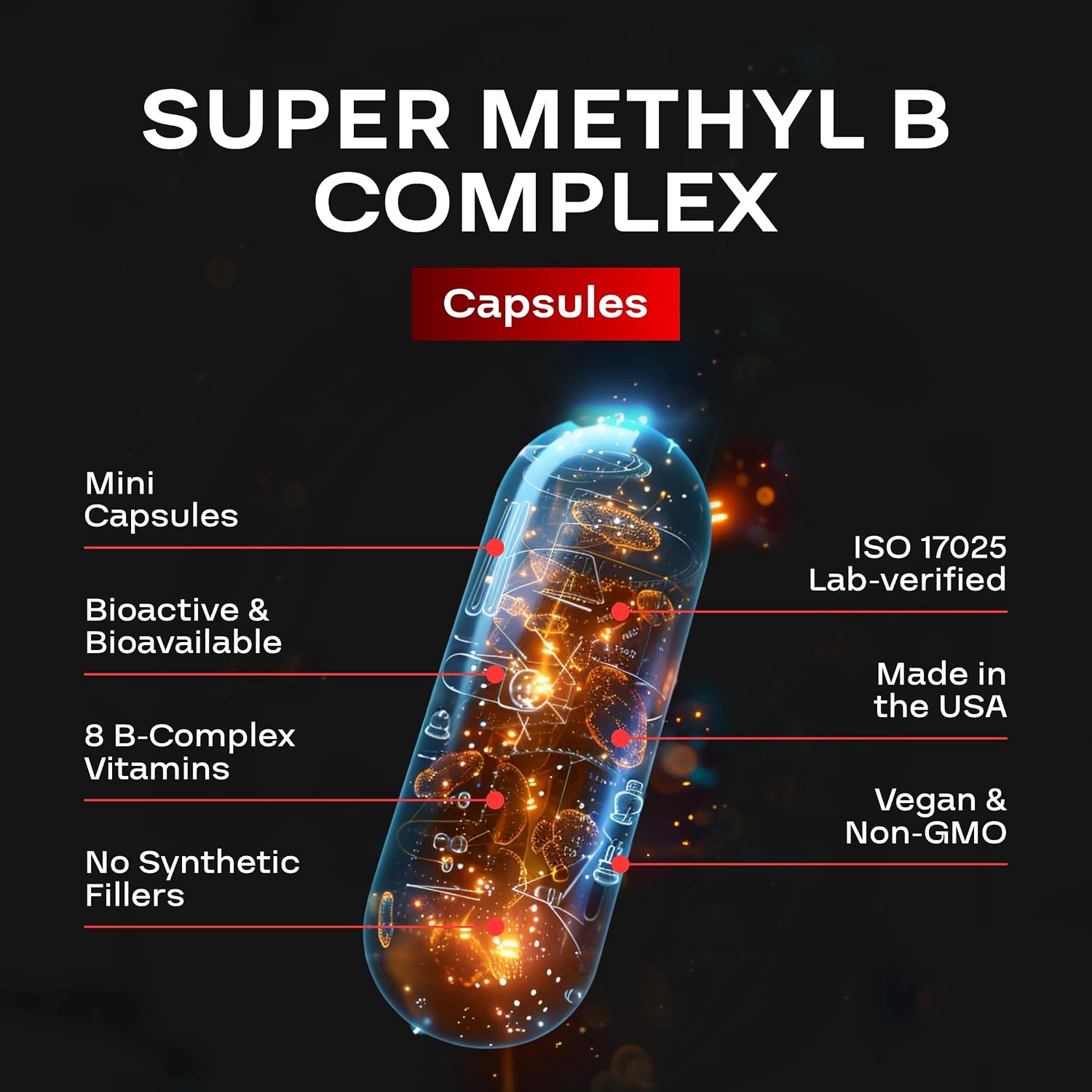 Complejo B Metilado - Suplemento de Vitaminas B con Metilfolato y Metilcobalamina, 30 Cápsulas