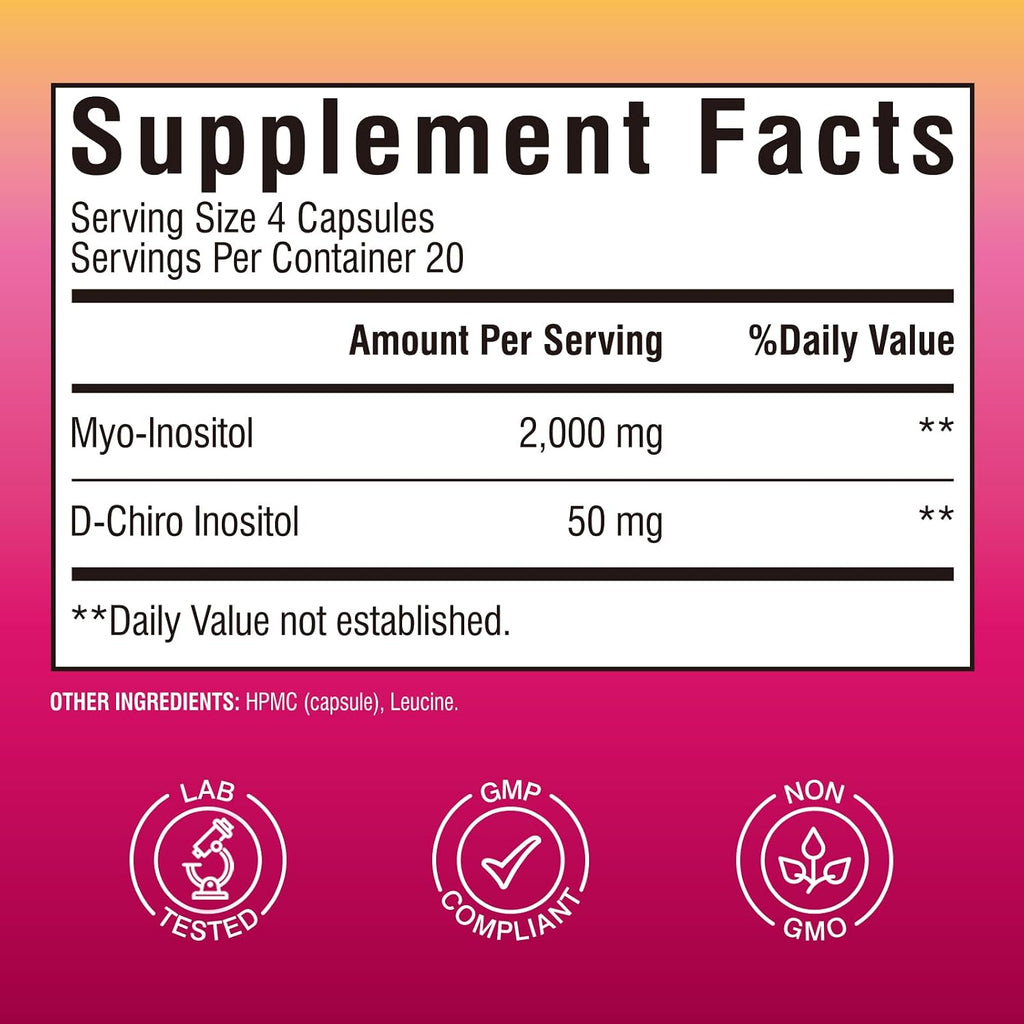 Vitalibre Inositol 40:1 - Myo-Inositol y D-Chiro Inositol para el Equilibrio Hormonal, 80 Cápsulas Veganas