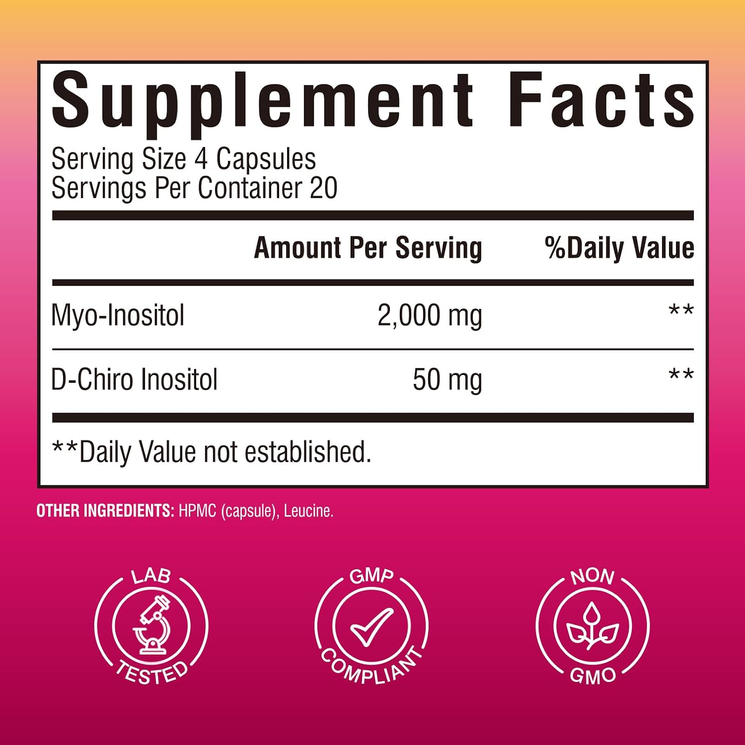 Vitalibre Inositol 40:1 - Myo-Inositol y D-Chiro Inositol para el Equilibrio Hormonal, 80 Cápsulas Veganas
