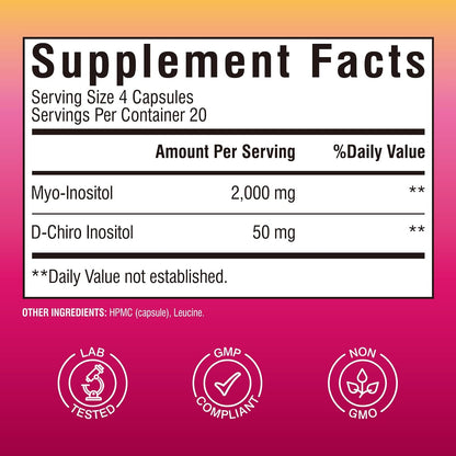 Vitalibre Inositol 40:1 - Myo-Inositol y D-Chiro Inositol para el Equilibrio Hormonal, 80 Cápsulas Veganas – Image 2