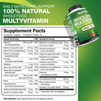 Nutrivein Multivitamínico de Alimentos Integrales para Hombres y Mujeres – 120 Cápsulas Veganas – Energía Diaria, Apoyo Inmunitario y Cardíaco – Mezcla de Frutas y Verduras + Vitaminas B