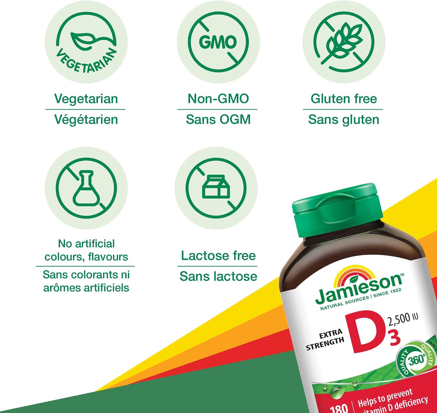 Jamieson Extra Strength Vitamina D3 2.500 IU, 180 comprimidos