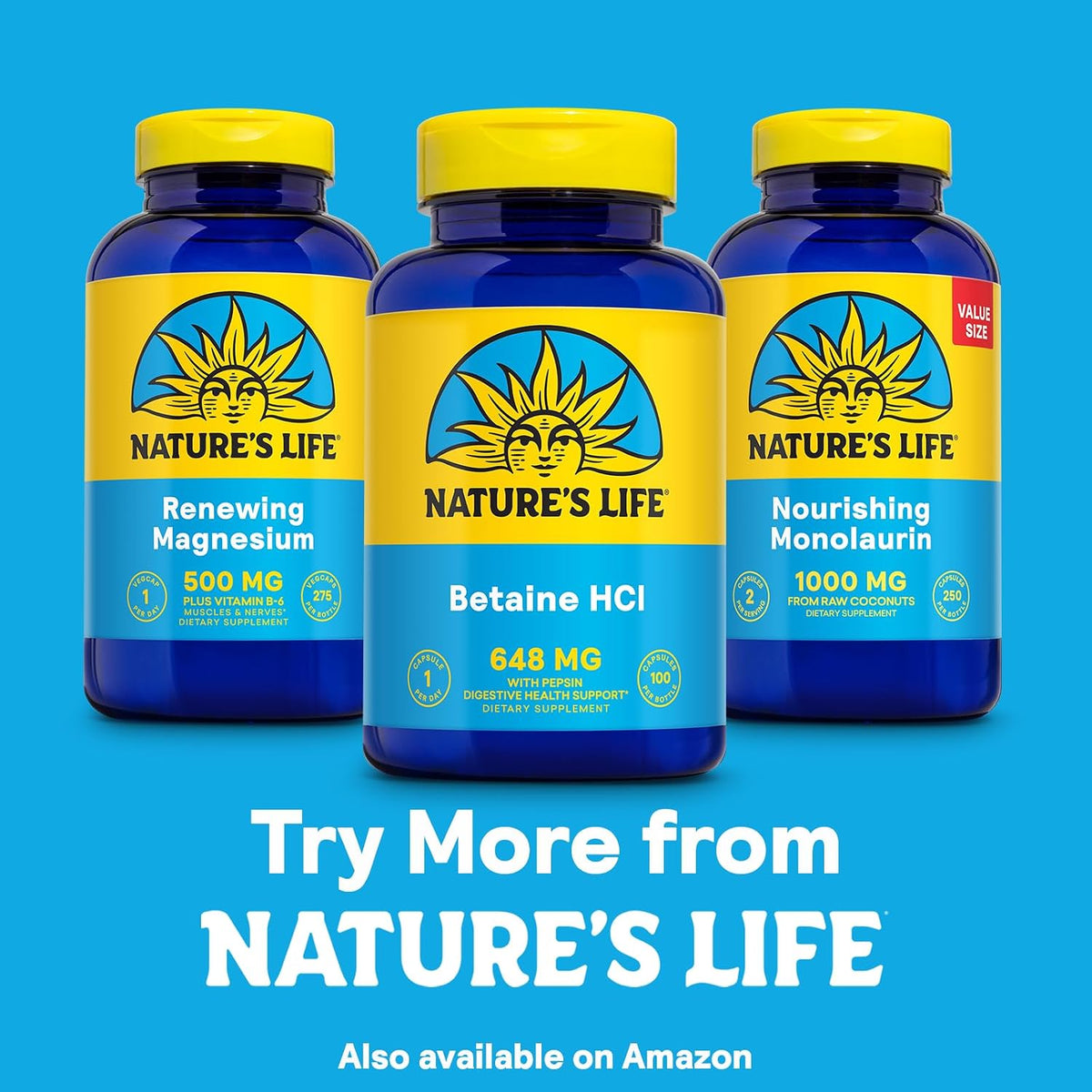 Nature's Life Betaína HCl con Pepsina – Suplemento Digestivo, 100 Cápsulas – Image 6