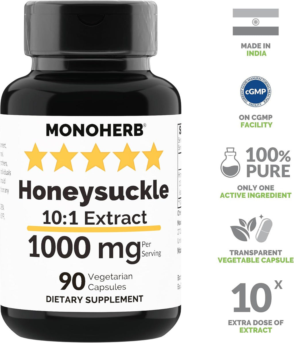 MONOHERB Extracto de Madreselva 1000 mg - 90 Cápsulas Vegetarianas
