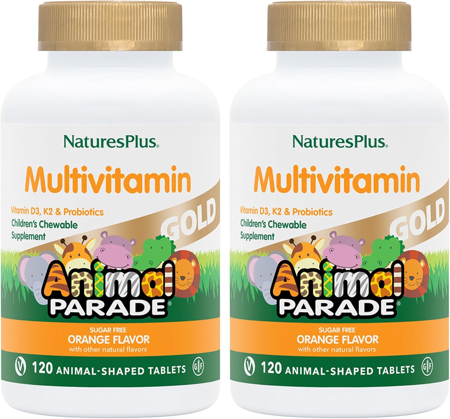 NaturesPlus Animal Parade Gold Multivitamin Infantil - 120 Comprimidos Masticables Sabor Sandía