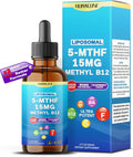 NURAFUSE Liposomal 5-MTHF 15mg & Methyl B12 Liquid Drops – 96mg per Serving, Ultra Potent, Raspberry Taste – 2 FL OZ (60ml)