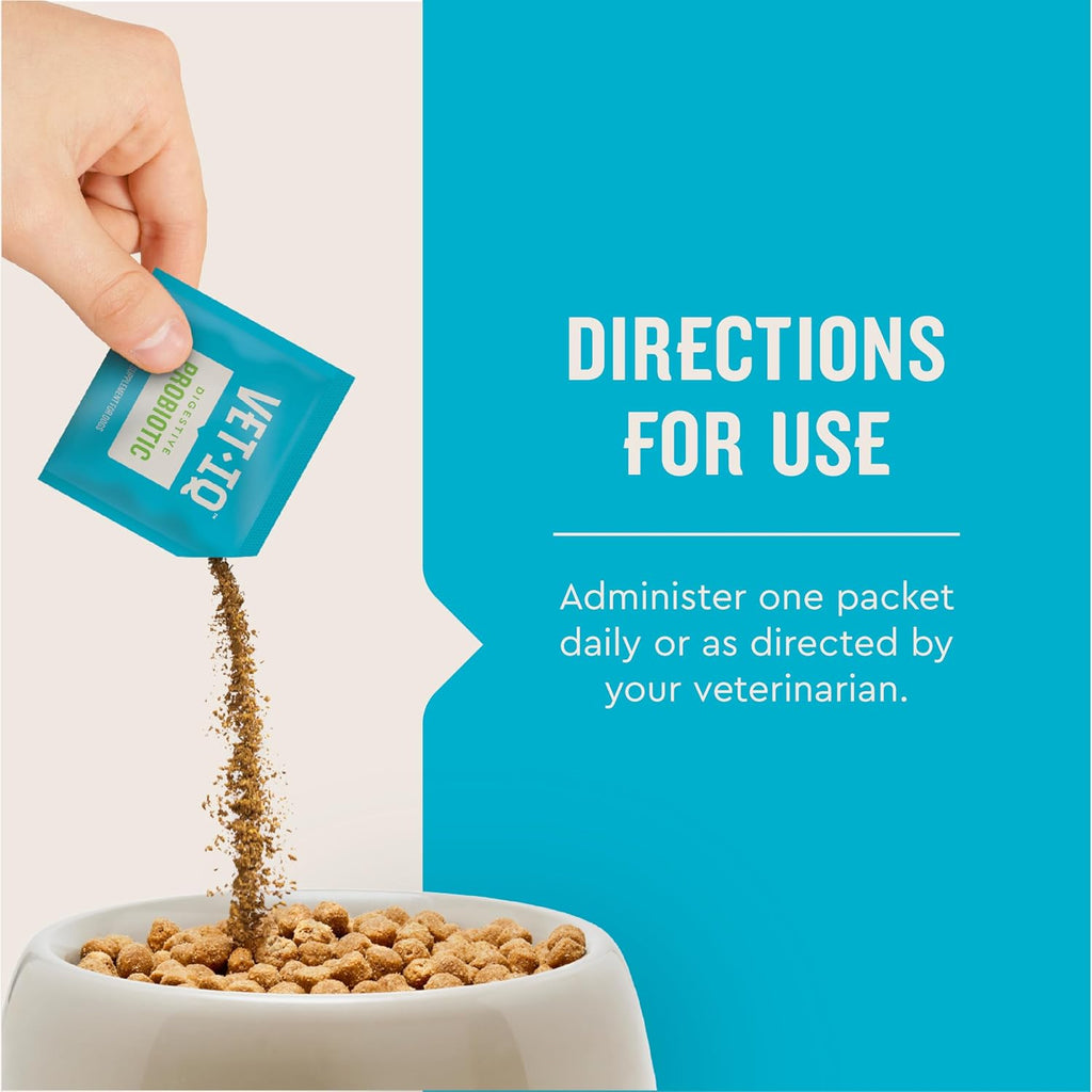 VetIQ Probiótico Digestivo en Polvo para Perros – 30 Sobres Individuales – Sabor a Hígado de Pollo