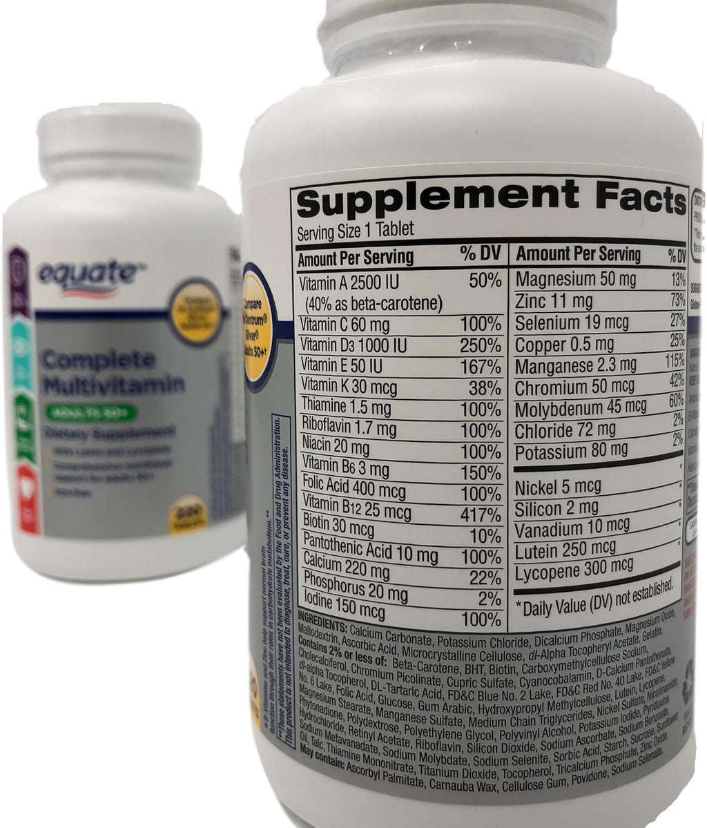 Equate Mature Complete Multivitamin con Licopeno, 220 Comprimidos