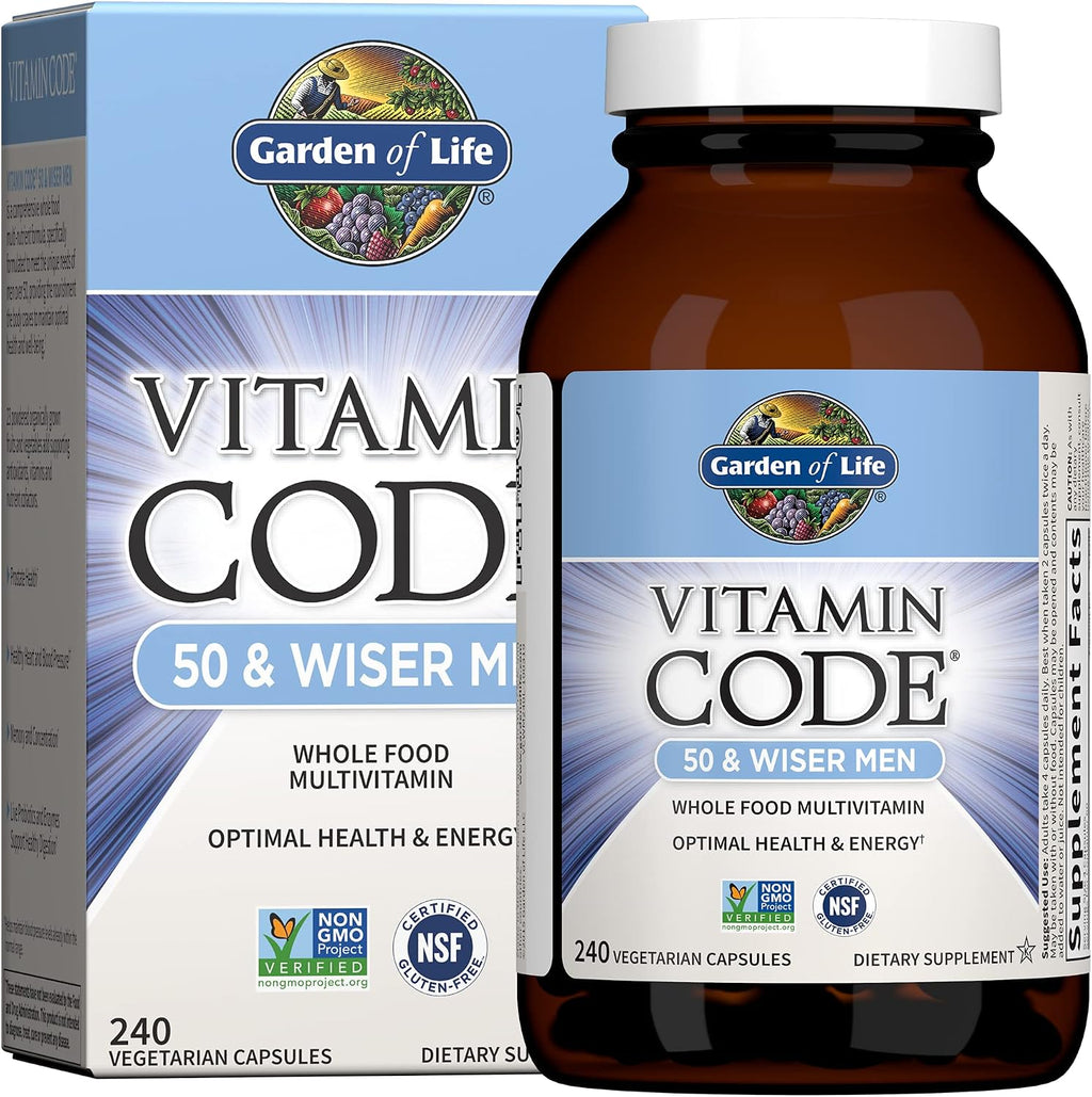Garden of Life Vitamin Code Hombres 50 y más Multivitamínico con Probióticos para Hombres Mayores de 50 Años