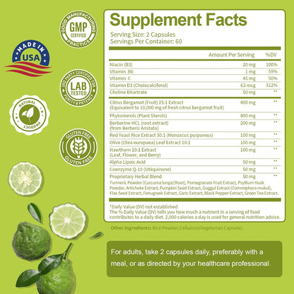 Citrus Bergamot de Totaria - Complemento con – La levadura roja de arroz contiene monacolina K, que contribuye al – Image 3