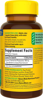 Nature Made Berberina Phytosome Absorción Mejorada, 1100 mg, 60 Cápsulas
