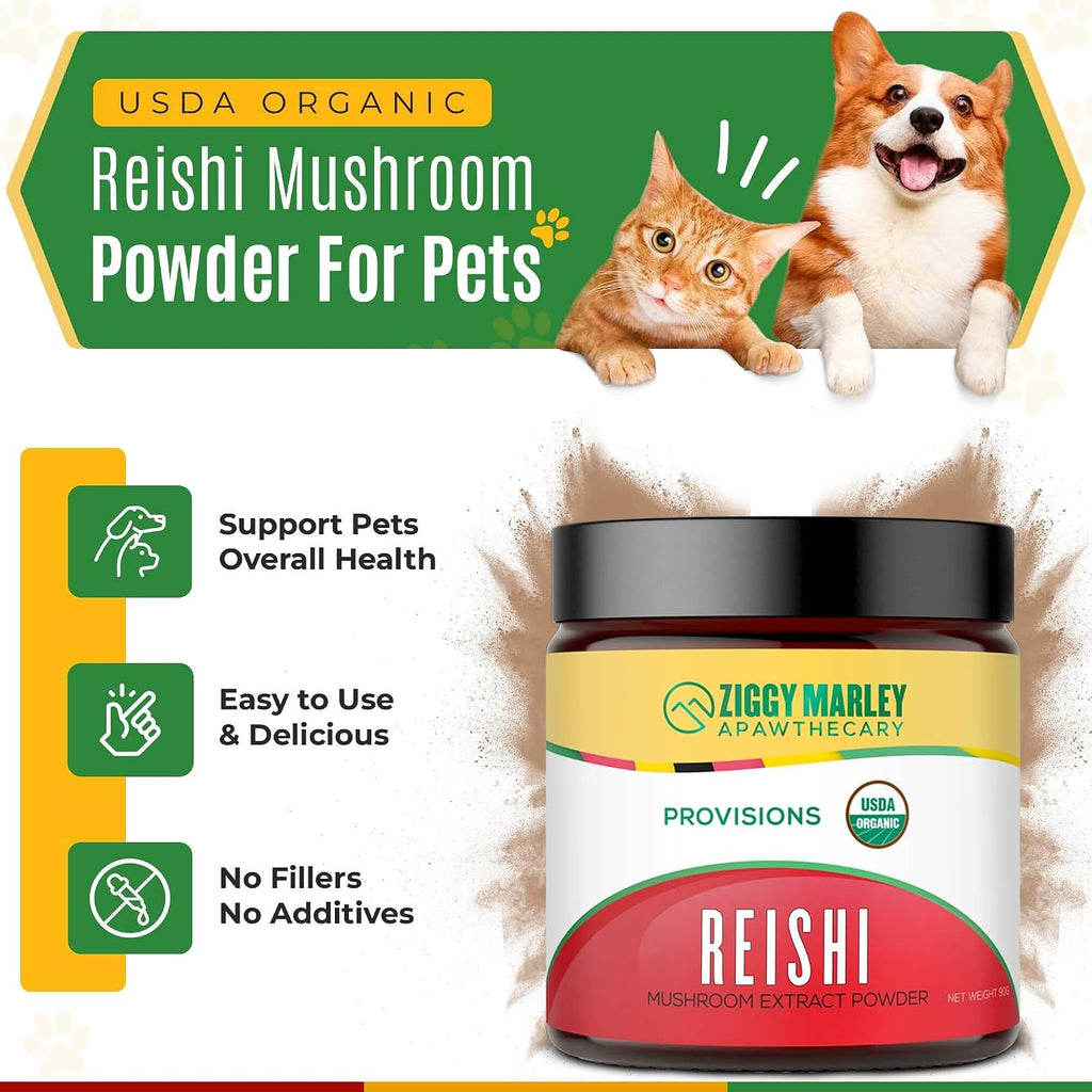 Ziggy Marley's USDA Organic Reishi Mushroom Powder para Perros y Gatos – 90g