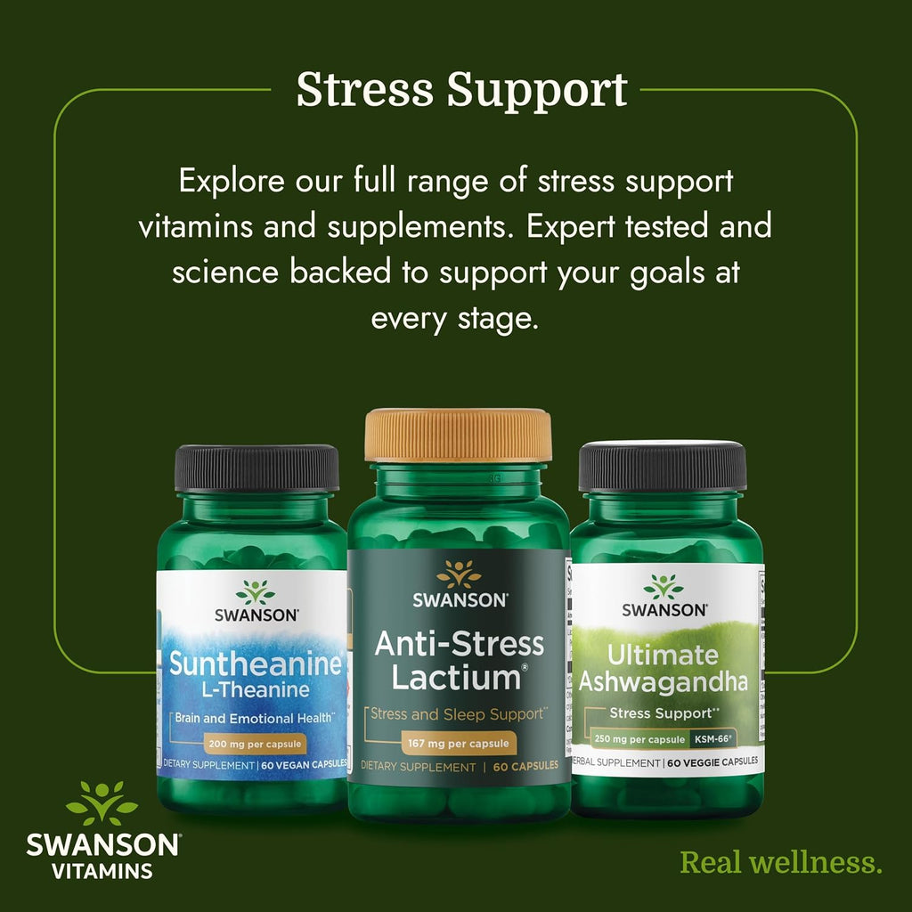 Swanson Women's Anti-Stress Formula (Lactium) - Ayuda a Contrarrestar el Estrés, Promueve la Relajación y el Sueño Reparador - 60 Cápsulas, 167mg