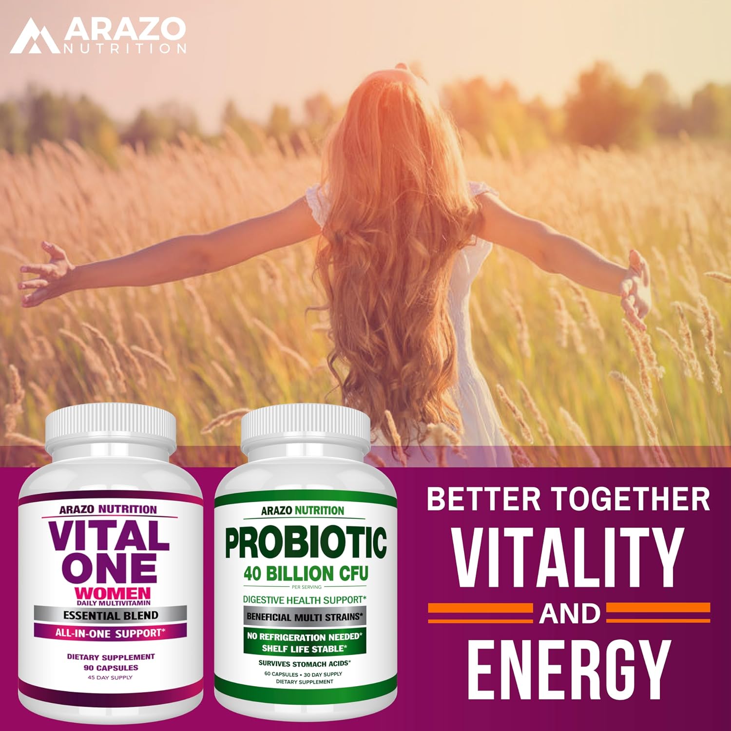 Arazo Nutrition Vital One Multivitamínico para Mujeres - 90 Cápsulas Veganas