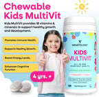 VEGETOLOGY Kids MultiVitamin - Multivitamínico infantil vegano masticable, 60 comprimidos sabor fresa