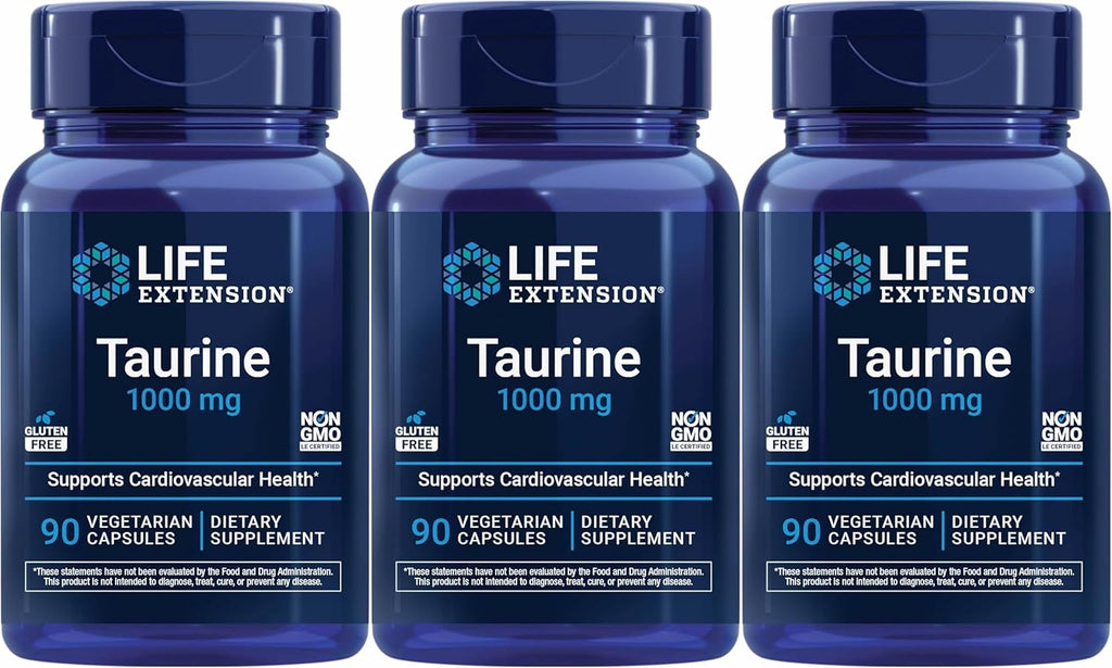 Life Extension Taurina 1.000 mg, 90 Cápsulas Vegetarianas (Paquete de 3)