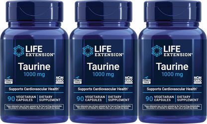 Life Extension Taurina 1.000 mg, 90 Cápsulas Vegetarianas (Pack de 3) – Image 1