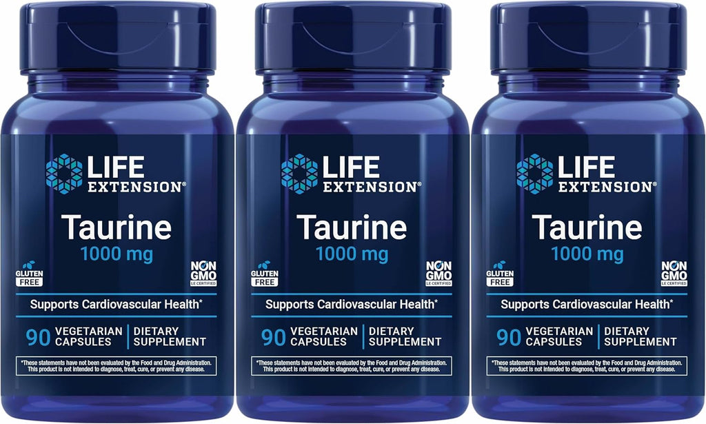 Life Extension Taurina 1000 mg, 90 Cápsulas Vegetales (Pack de 3)