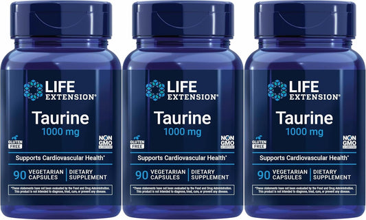 Life Extension Taurina 1000 mg, 90 Cápsulas Vegetales (Pack de 3)