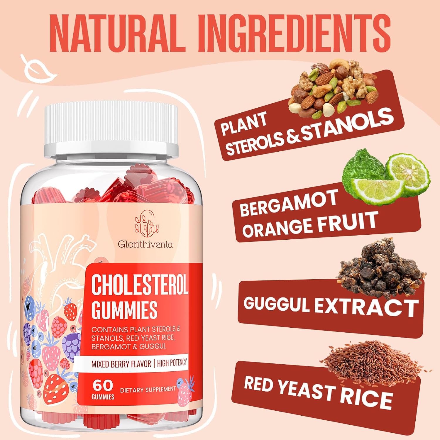 Suplemento de Esteroles Vegetales con Esteroles y Estanoles, Sabor a Moras Mixtas, 120 Comprimidos