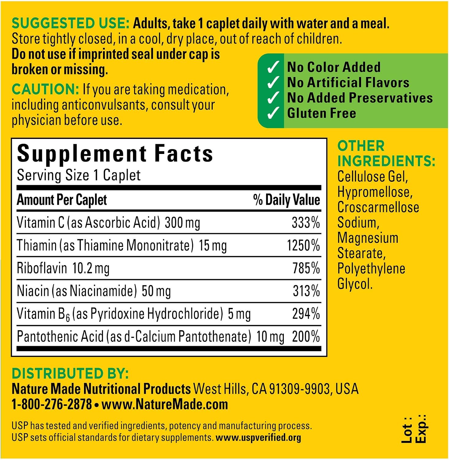 Nature Made Complejo B con Vitamina C - 100 Comprimidos (Pack de 3)