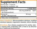 Bronson Vitamina K2 D3 (MK7) Suplemento 2-en-1 Complejo D3 y K2, 120 Cápsulas
