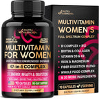 NUTRAHARMONY Multivitamínico para Mujeres 47 en 1 con Complejo B, Hierro y Alimentos Integrales - 90 Cápsulas (3 Meses)