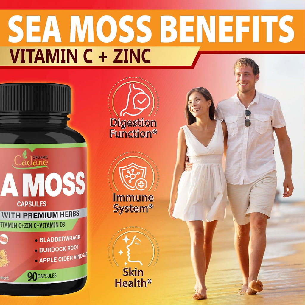 Organic Cadane Irish Sea Moss Extract Cápsulas - 90 cápsulas